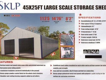 45ft x 25ft Large Storage Shed