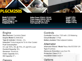 Genelite Diesel Generator - PLGCM250S - Low Hours $15,000 ONO