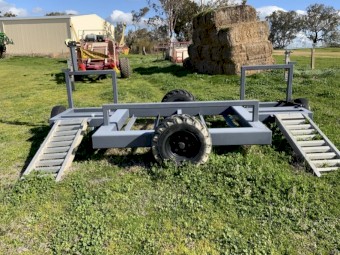 Massey Ferguson 1386 Mower Conditioner 4.9 M Cut with custom Transport Trailer
