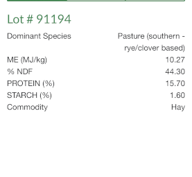 1000mt Clover Rye Hay 650kg 8x4x3 Bales