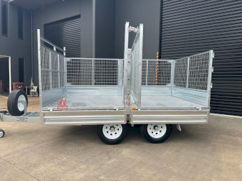 12x7 Flat Top Trailer with Cage Galvanised Flatbed 3500kg ATM