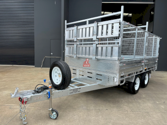 12x7 Flat Top Trailer with Cage Galvanised Flatbed 3500kg ATM