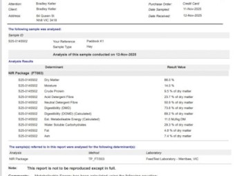 167mt Ryegrass Hay 670kg 8x4x3 Bales