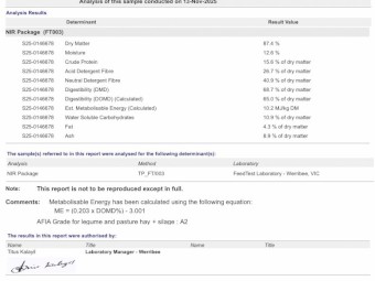 126mt Vetch/Medic Hay 8x4x3 Bales