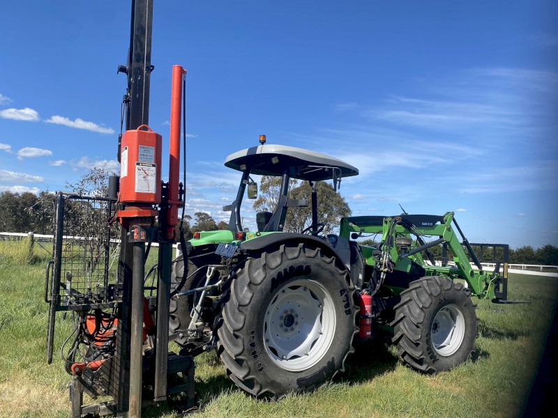 2023 Deutz Fahr 115G Agrofarm Tractor and 2023 Fencepro Mule V Rammer Combination