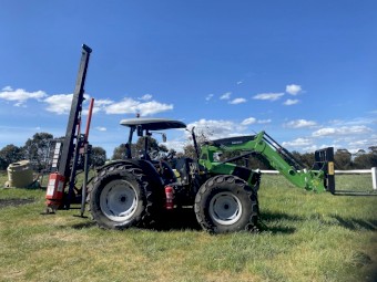 2023 Deutz Fahr 115G Agrofarm Tractor and 2023 Fencepro Mule V Rammer Combination
