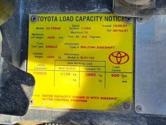 Toyota 7FD45 4.5 tonne Forklift