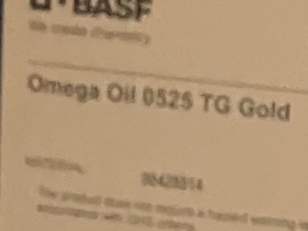 40 gallons of OMEGA  3 fish oil used on hydraulic machinery components