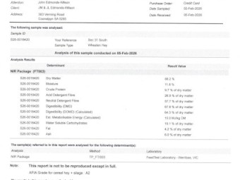 550mt Wheaten Hay 670kg 8x4x3 Bales