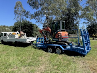 Anson AX-35.5 Excavator with Service/Work Truck and Tandem Trailer