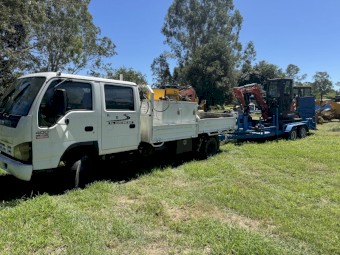 Anson AX-35.5 Excavator with Service/Work Truck and Tandem Trailer
