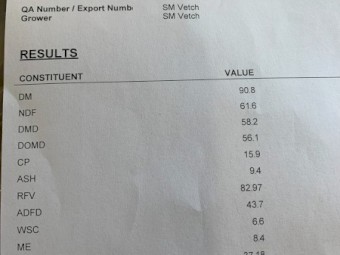 180mt Vetch Hay 650kg 8x4x3 Bales