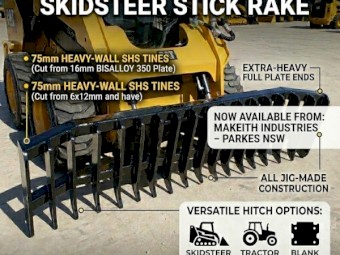 New stick rake skidsteer hitch or tractor euro 