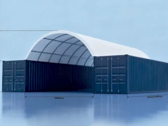 Toughcover TS606 — 6m wide 20ft Container Dome Shelter 