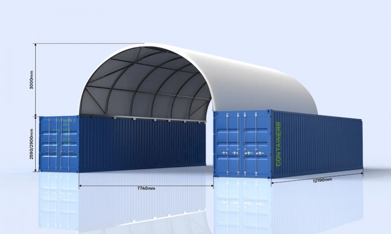 Toughcover TS812 — 8m wide 40ft Container Dome Shelter