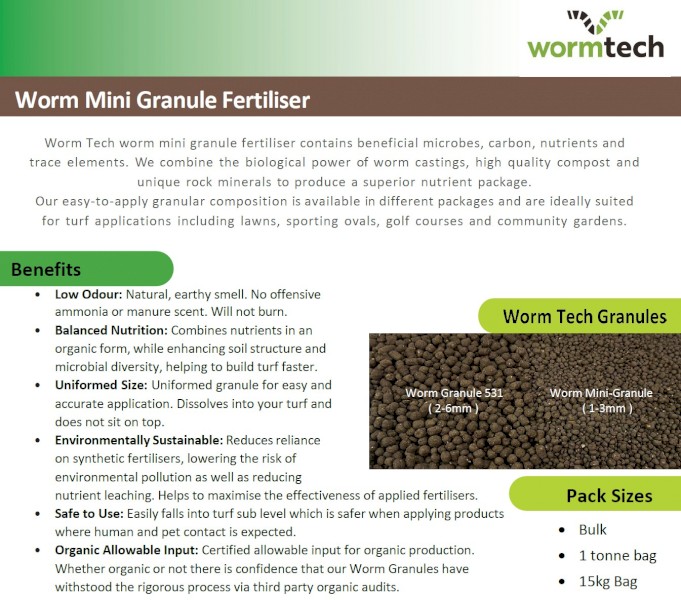 Worm Granule Mini (Suitable for pastures and belt spreading)
