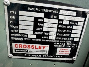 Welling and Crowley 140kva generator 