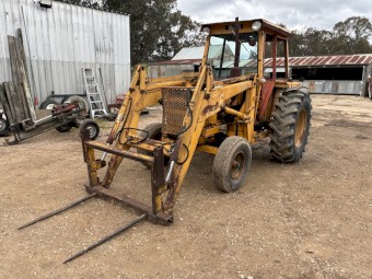 Renault 551 front end loader with hay forks bucket and rear counterweight runs well 