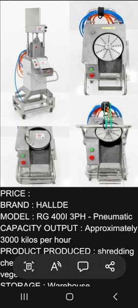 SHREDDING MACHINE BRAND HALLDE MODEL RG 400I 3PH-PNEUMATIC