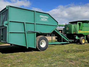 2002 John Deere 9650 Header and Springfield Chaff Cart