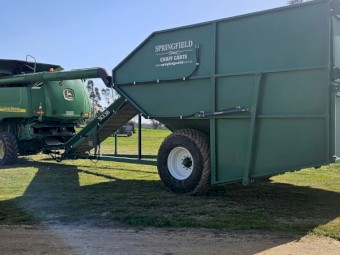 2002 John Deere 9650 Header and Springfield Chaff Cart