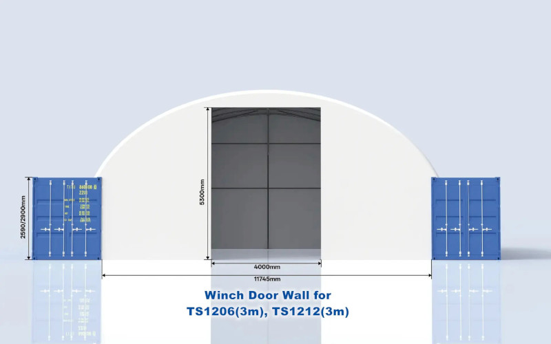 12m wide 3m high Door end wall Fit TS1206(3m) & TS1212(3m) Dome Shelter