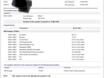 40mt Barley Hay 650kg 8x4x3 Bales
