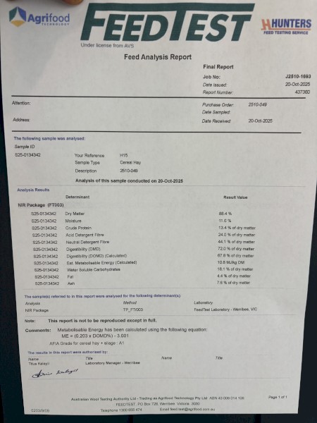 Vetch/Barley Hay 630-670kg 8x4x3 Bales