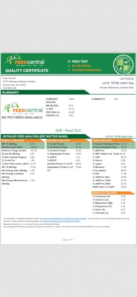 42mt Vetch Hay 680kg 8x4x3 Bales