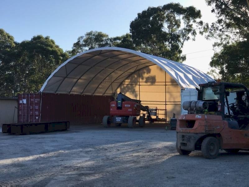 40 x 40 ft ( 12m x 12m) container dome with back wall GP or HC available