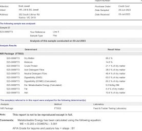 30mt Clover Hay 600kg 8x4x3 Bales