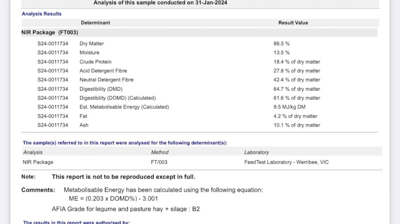 Vetch Hay 550kg 8x4x3 Bales