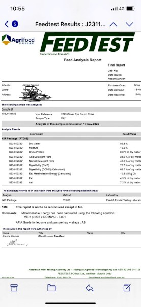 40 x Clover Rye Round Bales