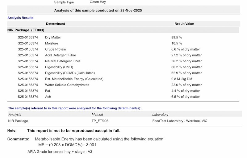 Oaten Hay 8x4x3 Bales