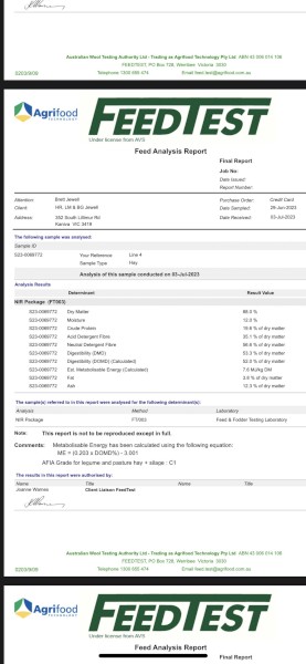 30mt Vetch Clover Barley Grass Mix Hay 570kg 8x4x3 Bales