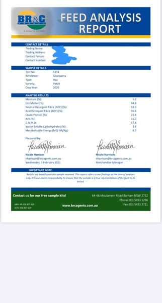 200mt Vetch Hay 650-700kg 8x4x3 Bales (2020)