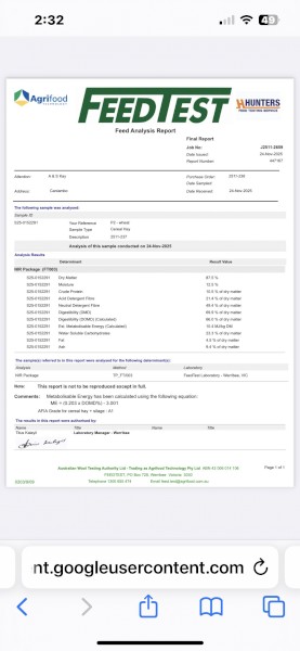Wheaten Cereal Hay A1 Grade